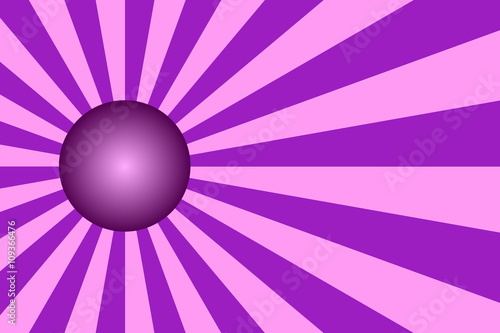 Illustration of pink and purple rays with a purple ball