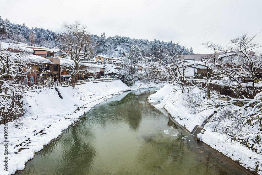 Winter in Takayama ancient city in Japan