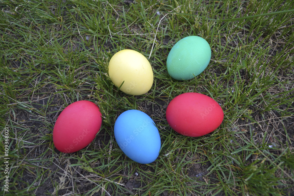 Easter colored boiled eggs