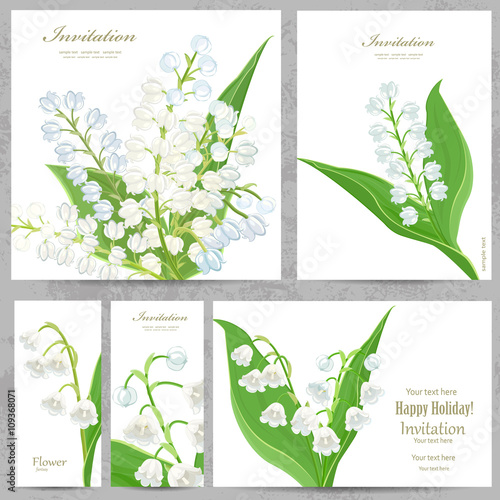 invitation cards with lovely lilies of the valley for your desig