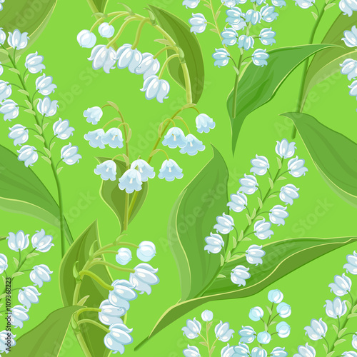 Fototapeta Naklejka Na Ścianę i Meble -  seamless texture with small spring flowers. Lilies Of The Valley