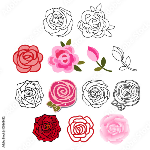 Roses with leaves set