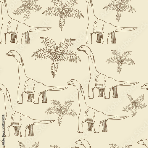 Brontosaurus seamless retro vector illustration