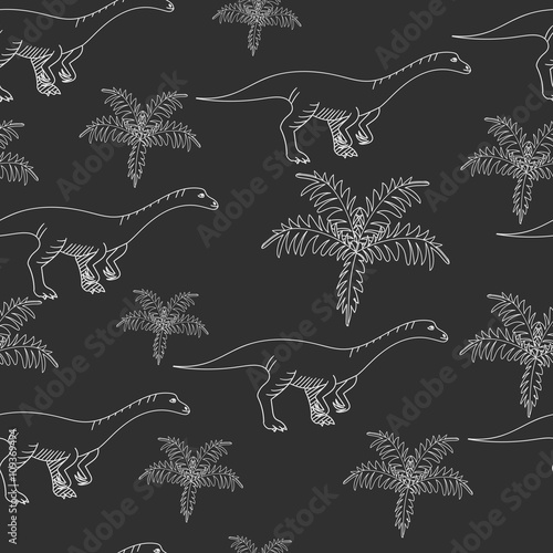 Lufengosaurus chalk seamless  vector illustration photo