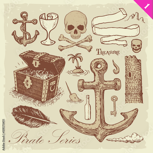 Pirate Sketches Layered Vector Set 