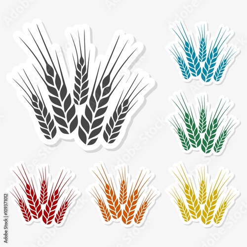 Multicolored paper stickers - Wheat  Ears of wheat  