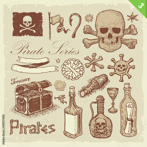 Pirate Sketches Layered Vector Set