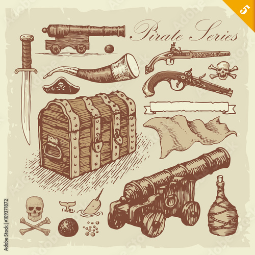 Pirate Sketches Layered Vector Set