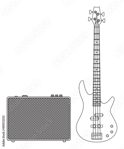 Electric Bass Guitar and Amplifier