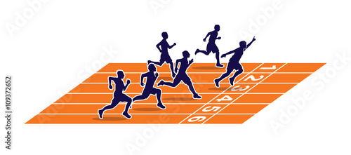 Sprinters, The winner on the running track graphic vector.