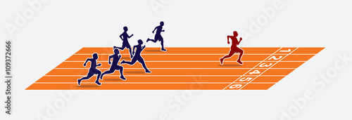 Sprinters on the running track graphic vector.