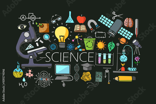 Flat line art design of Science concept