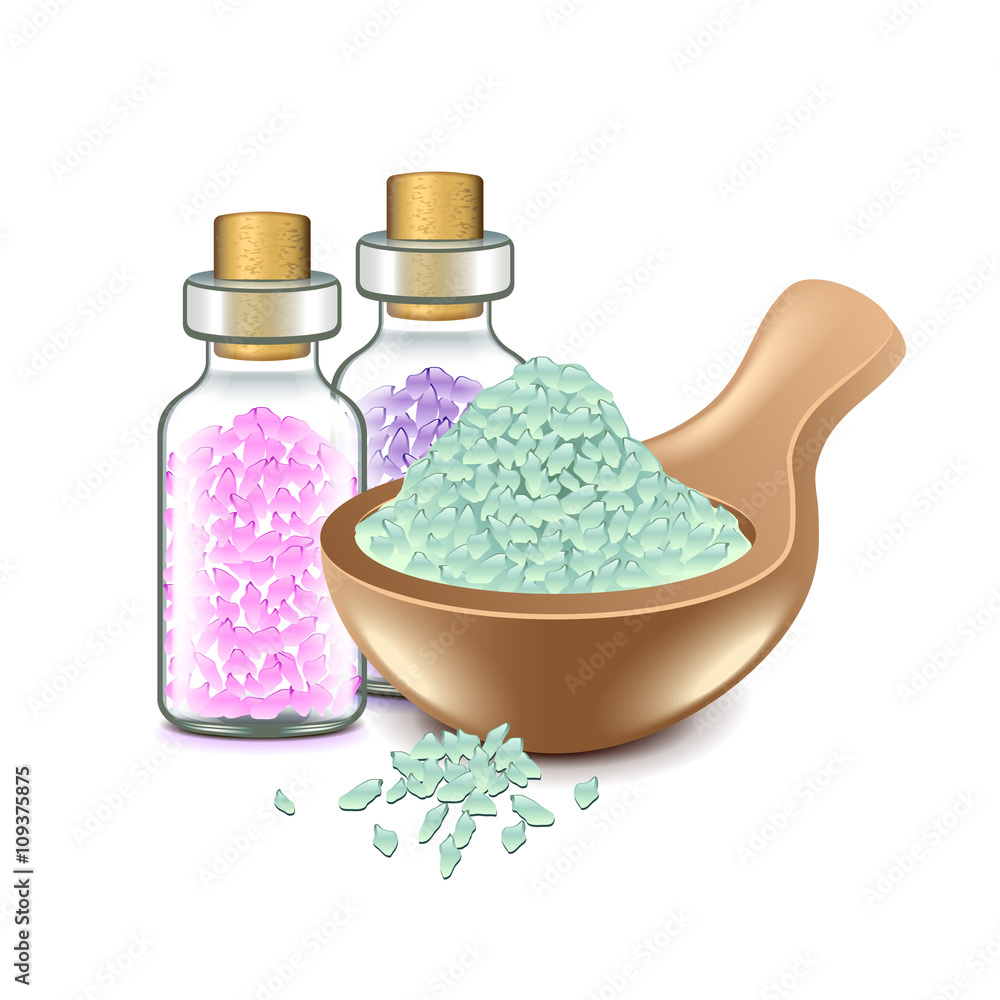 Spa salts isolated on white vector Spa salts isolated on white vector