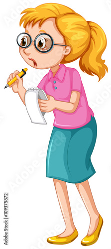 Female journalist taking notes
