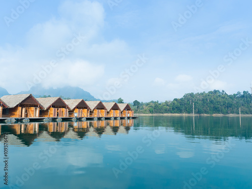 home stay reflection on lake and blue sky,cold tone © exoticartz