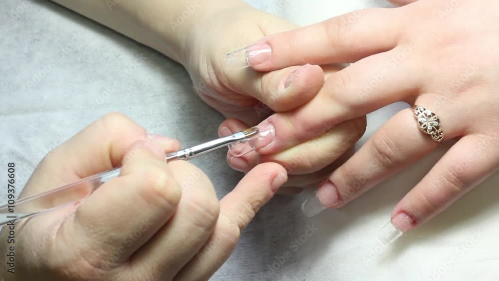 Applying Gel Nail, Artificial Nails, Manicures Applying Gel Nail, Artificial Nails, Manicures