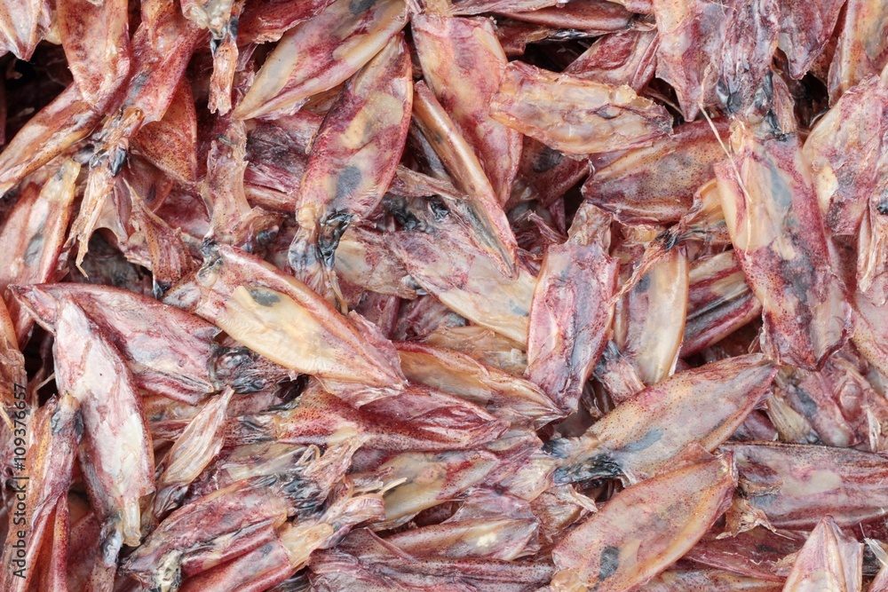 dried squid for cooking in the market.