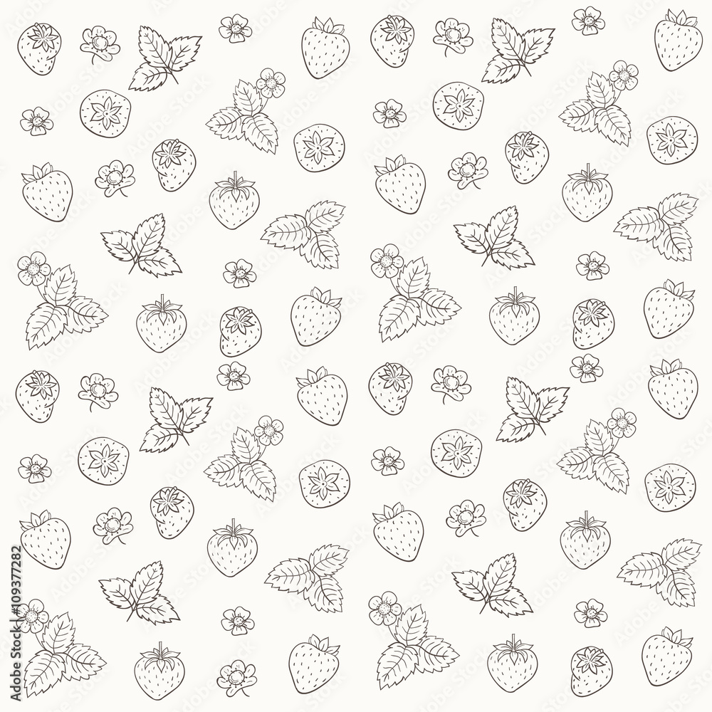 Vector silhouettes of Strawberry pattern