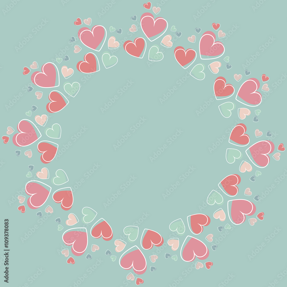 Circle frame with cute hearts
