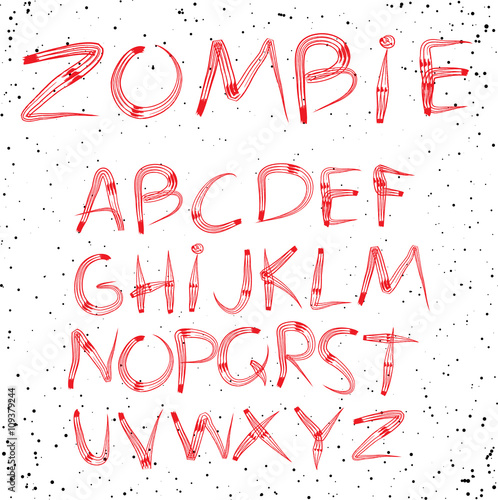hand drawn font_brush stroke alphabet_grunge style_zombie font