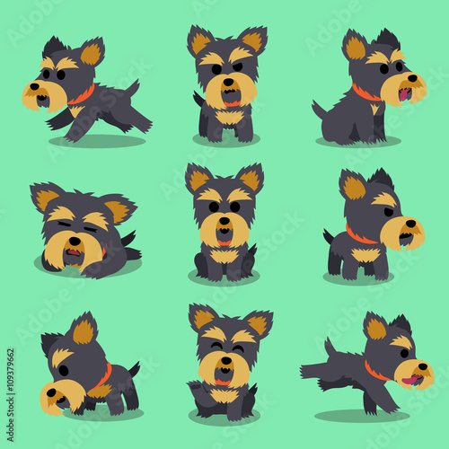 Cartoon character yorkshire terrier dog poses