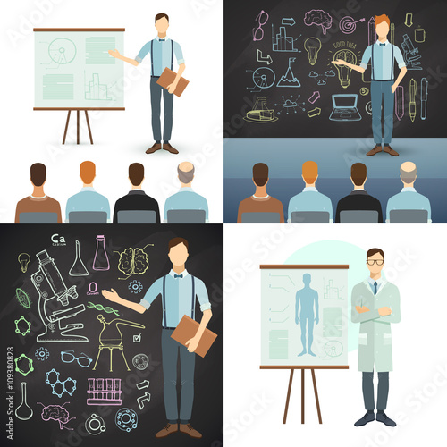 Business Conference and Presentation. Vector Illustration.