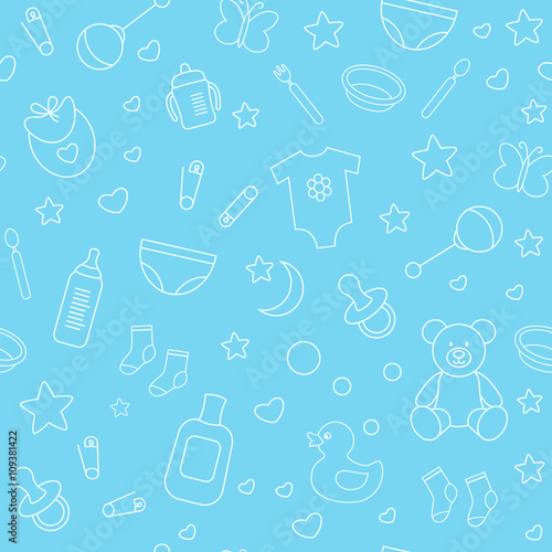Baby supplies seamless pattern.Vector illustration