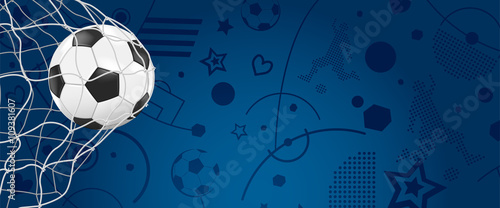Ball im Netz vor blauen Hintergrund - Banner