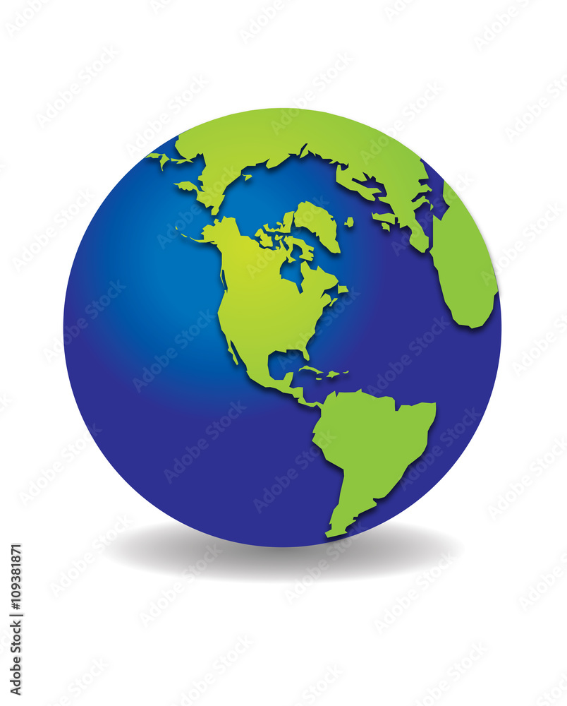 Blue and Green Earth - Cool 3D Vectorial Globe 