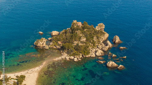 Sicily: Aerial view of Isola Bella's island