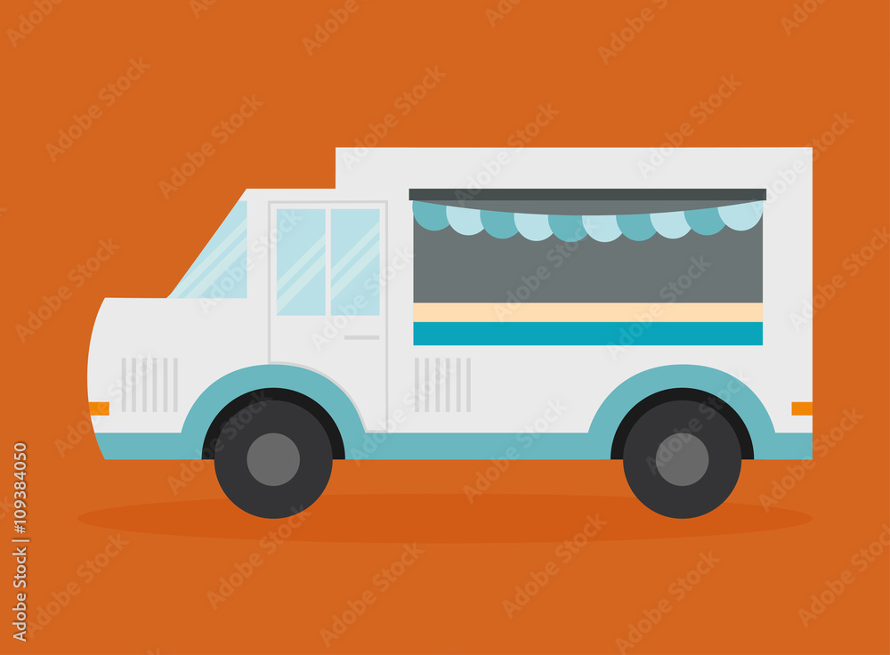 Truck design. food icon. flat illustration