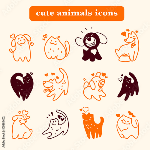 Vector simple flat cute animal logo isolated. Pet icon. 