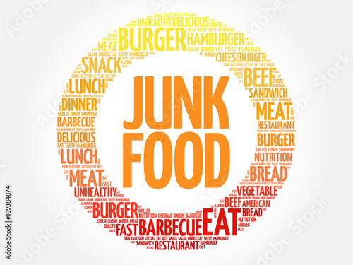JUNK FOOD word cloud, food concept