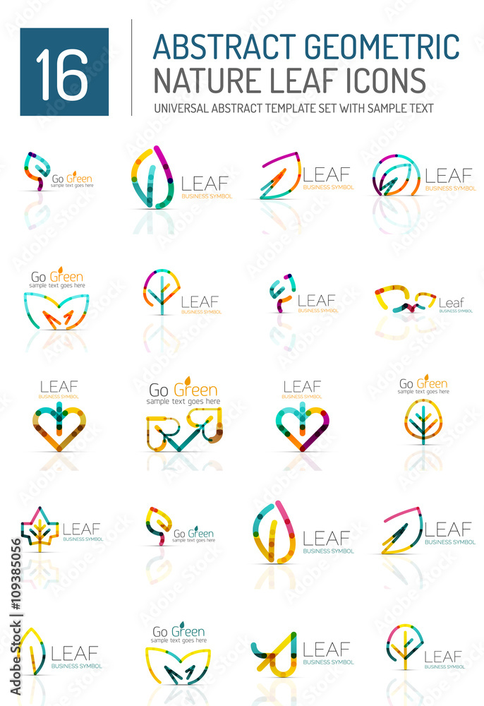 Geometric leaf icon set Geometric leaf icon set
