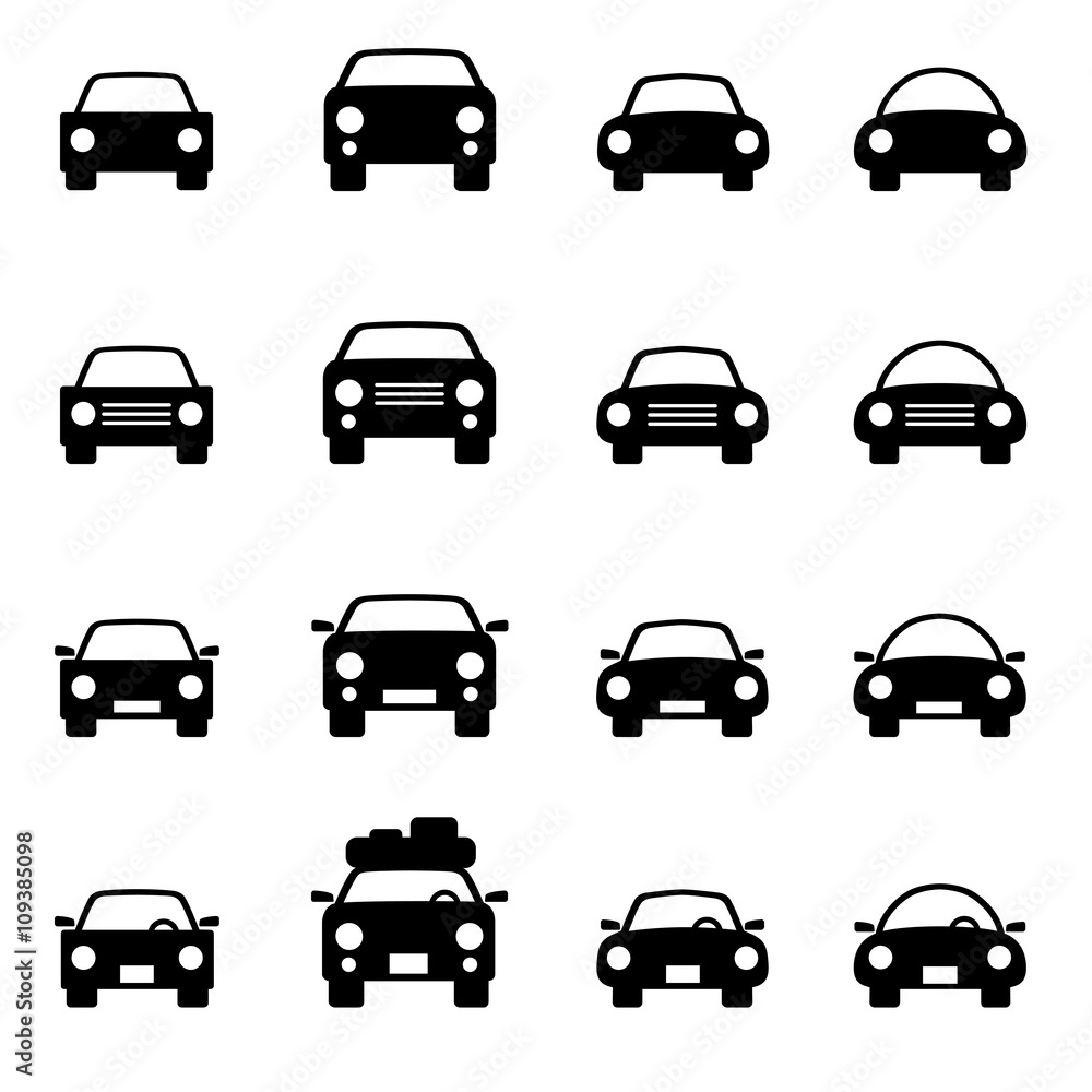 Set 1 of icons representing car Vector Illustration