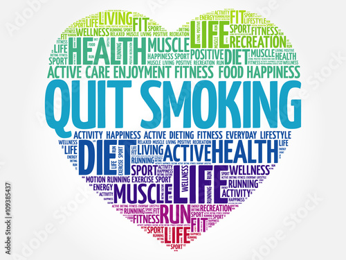 Quit Smoking heart word cloud, fitness, sport, health concept