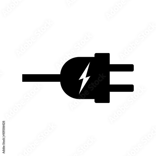 Electric plug with electricty symbol icon Vector Illustration. 