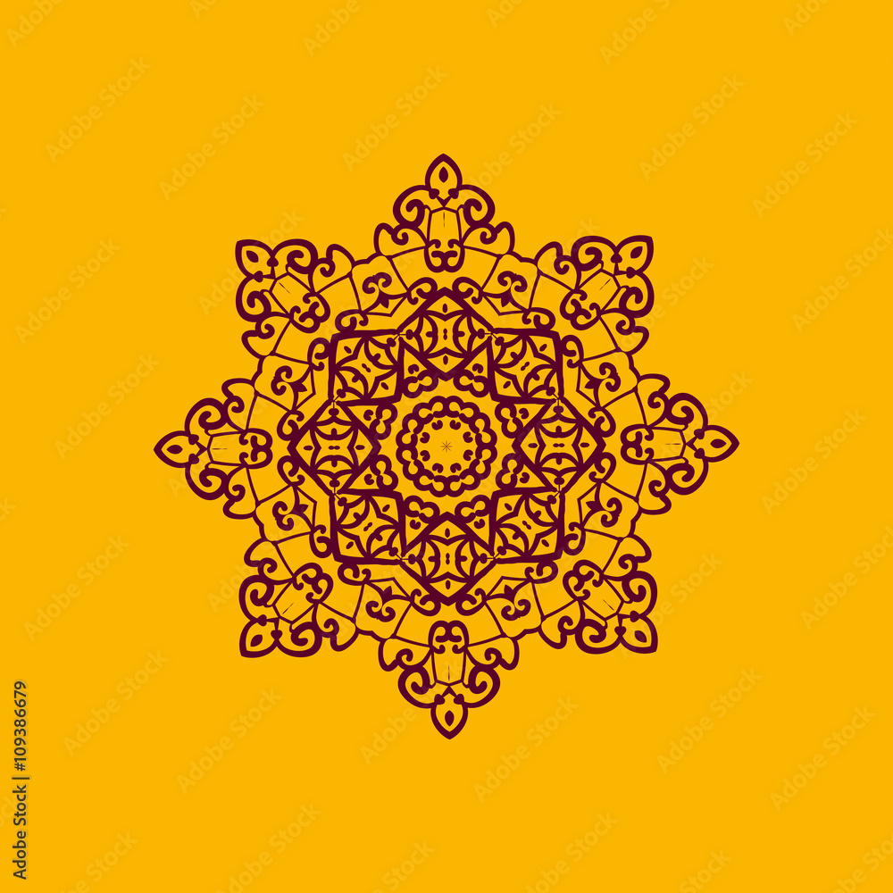 Islam henna ornament. Geometric star element in vector. Perfect cover or any other kind of design, birthday and other holiday postcard, kaleidoscope medallion, yoga yantra, indian motif