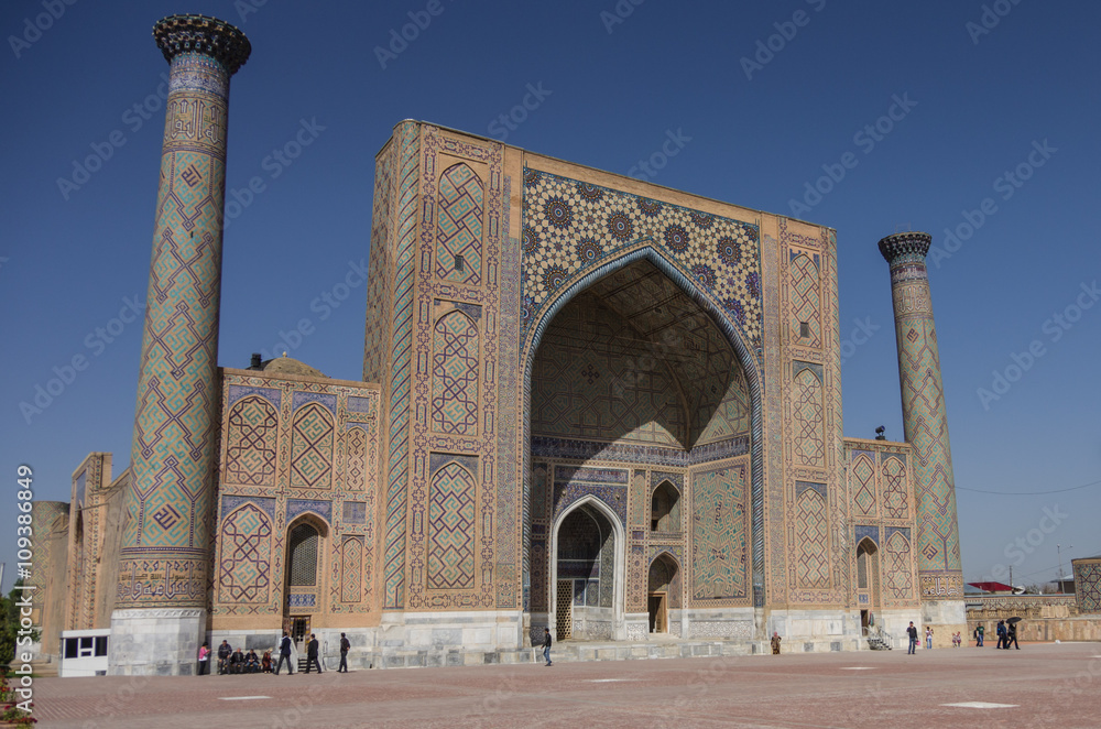 Ulugbek Madrasah on Registan Square in Samarkand, Uzbekistan