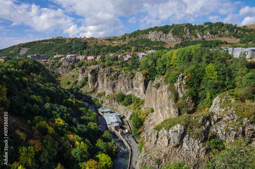 View of mountain and spa  city Jermuk and canyon of Arpa river. Armenia