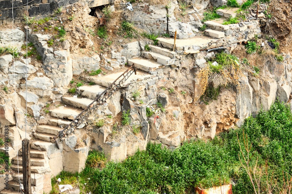 Steep trail with stone steps