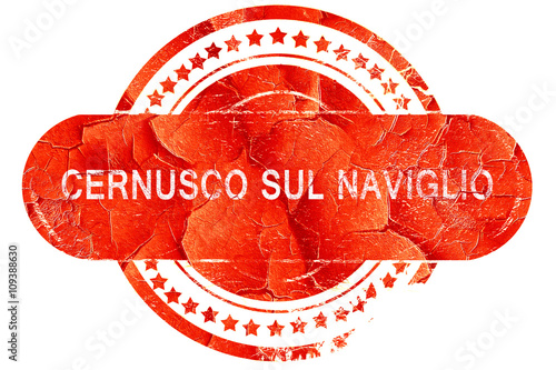 Cernusco sul naviglio, vintage old stamp with rough lines and ed photo