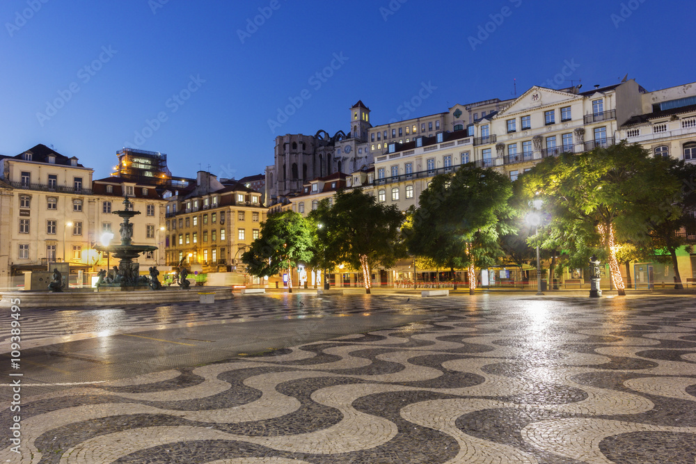 Rossio Square in Lisbon in Portugal