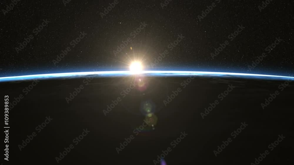 Beautiful slow sunrise from Earth orbit. View from ISS. Clip contains earth, sunrise, space, sun, awaken, clouds, water, sunset, planet, globe. Images from NASA.