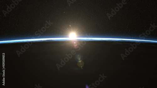 Beautiful slow sunrise from Earth orbit. View from ISS. Clip contains earth, sunrise, space, sun, awaken, clouds, water, sunset, planet, globe. Images from NASA.