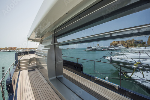 Side of a luxury yacht with panorama window © Paul Vinten