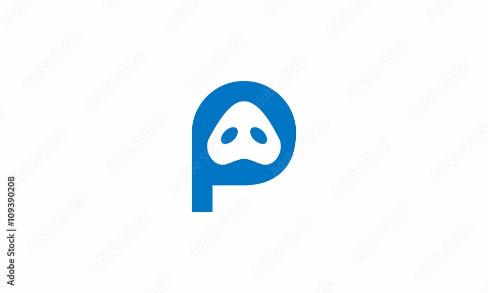 nosed pig letter P logo