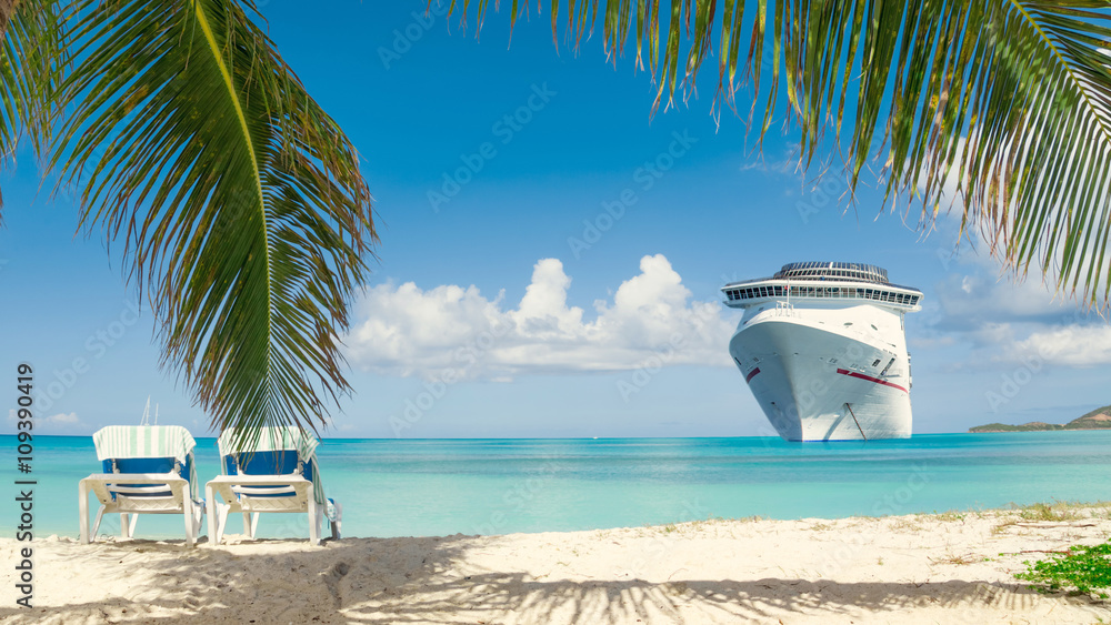 Cruise ship tropical beach