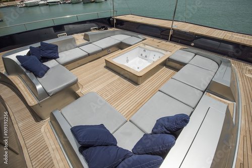 Front deck of a large luxury yacht