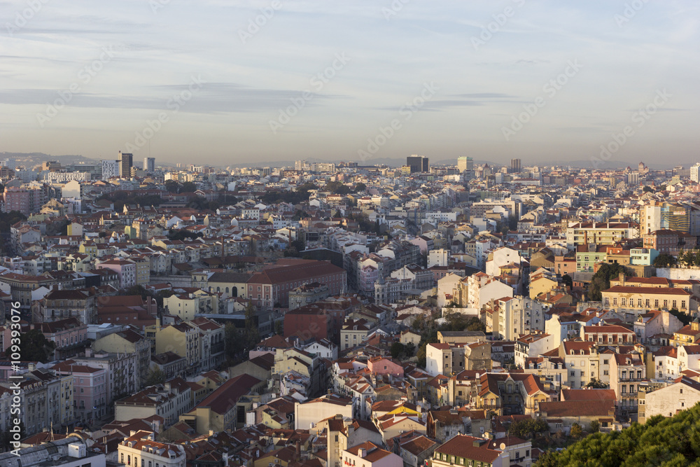 Naklejka premium View on Lisbon at sunset